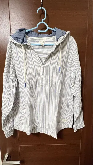 LLbean 스트라이프 캐주얼 후드티 후드 부착