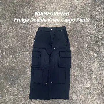 WISHFOREVER 프린지 더블니 카고 팬츠