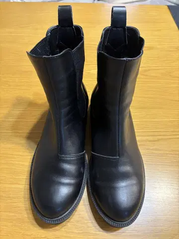 전신 부츠 블랙 사이드 고어 부츠 중간 힐 합성 피혁