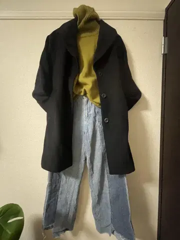 GAP 블랙 울 혼방 피 코트 M 사이즈