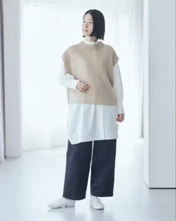 나카가와 마사시치 상점 레이어드 판초 베스트 베이지