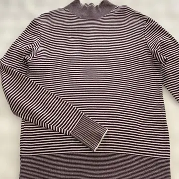 새상품급 HAVERSACK 하이넥 보더 knit 스웨터 보르도색 1