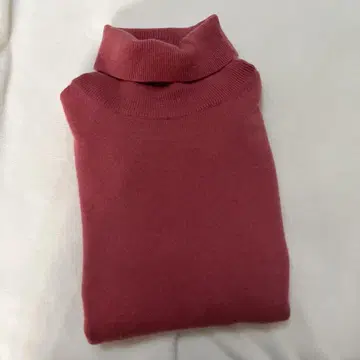 UNIQLO S 핑크 터틀넥 니트 스웨터 캐시미어