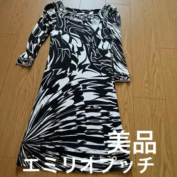 EMILIO PUCCI 추상 패턴 긴팔 원피스