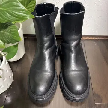 블랙 사이드 고어 부츠 통굽 37