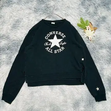 CONVERSE 컨버스 (F) 긴팔 트레이닝복 맨투맨 로고 블랙