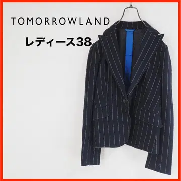 A4224 새상품급 TOMORROWLAND 자켓 스트라이프 38 블랙