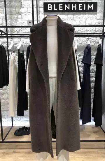 BLENHEIM 브라운 플리스 롱 베스트 프리 사이즈