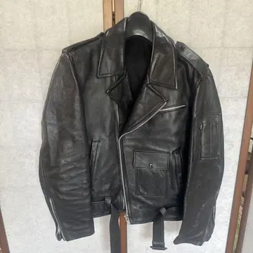 블랙 가죽 더블 라이더 자켓