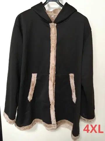 후드 부착 4XL 블랙 플리스 자켓 플리스 코트 여성용 코트