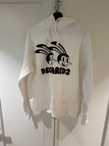 DSQUARED2 화이트 후드 부착 후드티