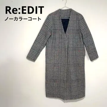 Re:EDIT (리디) 체크 무늬 노카라 코트 M