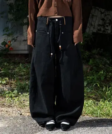 MUSINSA RuNaKiHu 벌룬 팬츠 블랙 한국 브랜드 데님