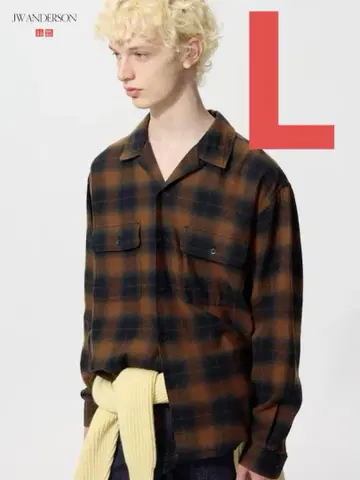 유니클로 JW ANDERSON 브러쉬드 코튼 오버 사이즈 셔츠 L