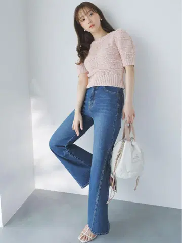 SNIDEL Sustainable 스트레치 플레어 데님 팬츠