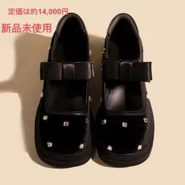 [미사용 새상품] 블랙 벨벳 리본 통굽 마리 젠
