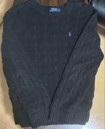 POLO 블랙 케이블 니트 스웨터