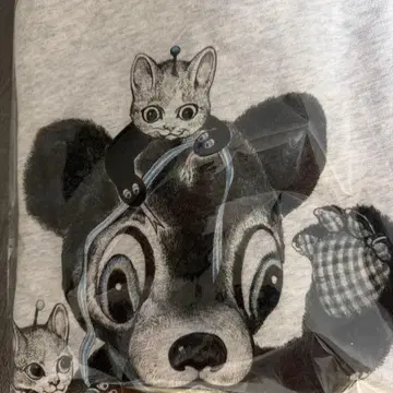 보리스 잡화점 히구치 유코 반팔 맨투맨 T셔츠 3스 & 블랙 곰 L