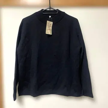 무인양품 울 혼방 더블 페이스 모크넥 스웨터 XS-S 블랙 미사용 새상품