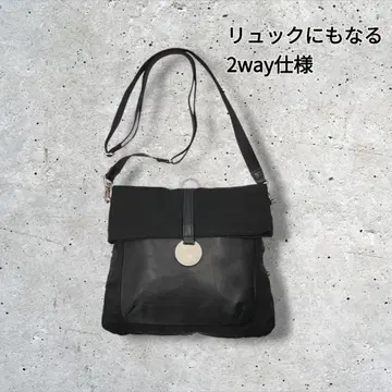 새상품급 에네스베 2way 숄더백 백팩 나일론 가죽 블랙