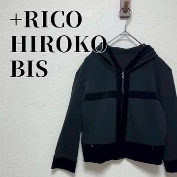 +RICO 히로코비스 숏 기장 벨로아 후드티 7분 소매 블랙 사이즈 M