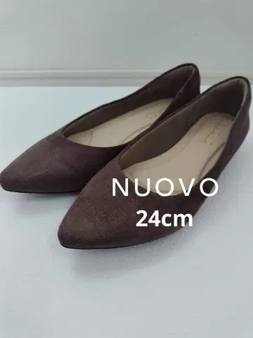 브라운 스웨이드 플랫슈즈 24cm