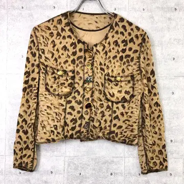 이타리야 GK 레트로 모드 레오파드 장식 버튼 니트 자켓