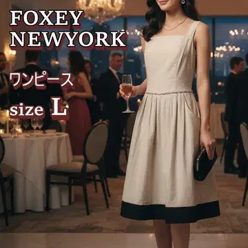 FOXEY NEWYORK 슬리브리스 원피스 스트라이프 L 사이즈 일본제