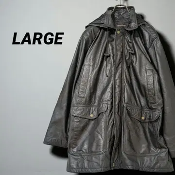 D'HOMME A HOMME 도무아옴 천연 가죽 레더 코트 후디 L