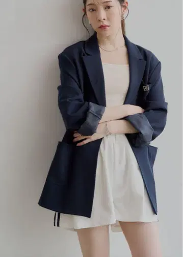 Chico 네이비 테일러드 자켓