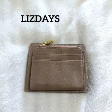 리즈 데이즈 접이식 지갑 골드 금장 장식 가죽 그레이 베이지 로고 프린트