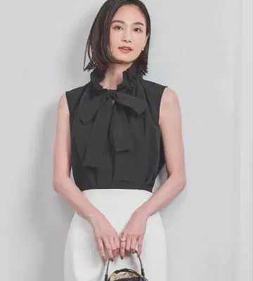 유나이티드 애로우즈 리본 블라우스 블랙