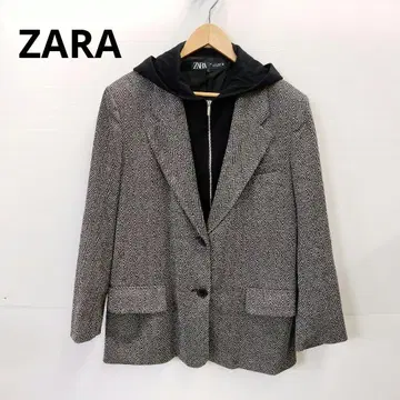 W289 ZARA 콤비네이션 후디 헤링본 블레이저