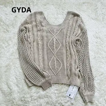 [ GYDA ] 미사용 베이지 2WAY 메쉬 블리치 케이블 니트 스웨터