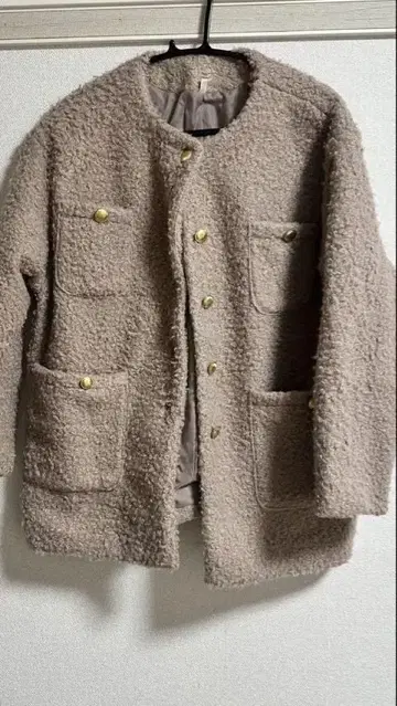 coca 푸들 보아 노카라 코트 dark beige M