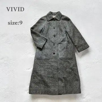 하나에모리 헤링본 체스터 코트 롱 코트 울 그레이 슬릿