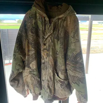 Duxbak 빈티지 카모 패턴 후드 부착 밀리터리 후드티