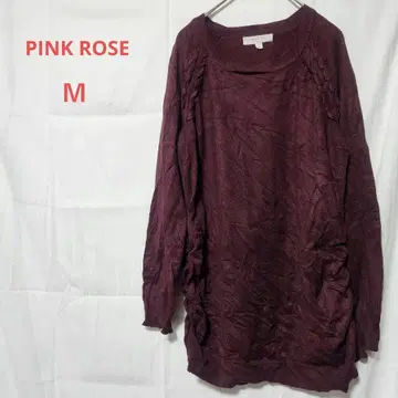 PINK ROSE [M] 퍼플 긴팔 니트 스웨터 구제 의류