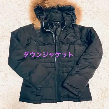 퍼 후드 블랙 여성용 다운 자켓 M