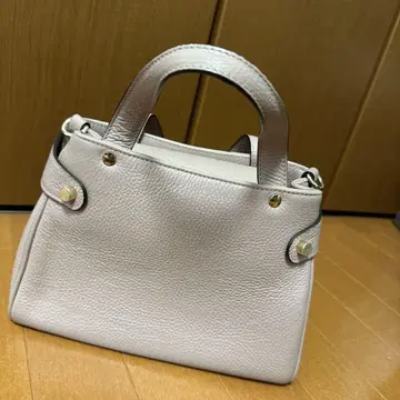 아나이 베이지 핑크 가죽 핸드백