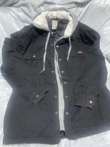후드 부착 블랙 자켓 XL