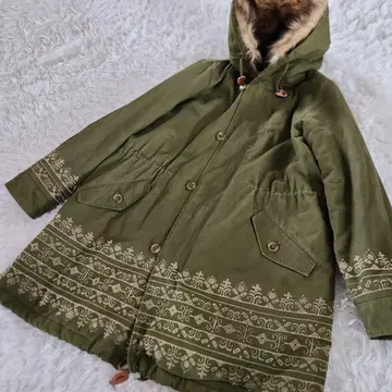 티티카카 모즈 코트 보아 안감 퍼 포함 드로스트 카키 M 동양인