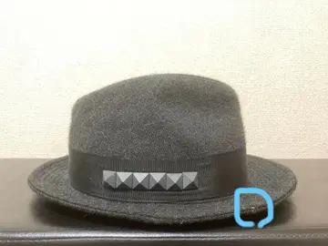 스터드 리본 포함 블랙 울 햇
