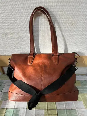 브라운 가죽 토트백