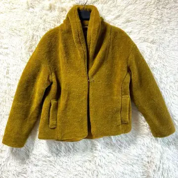 새상품급 Gabardine K.T. 울 혼방 부클레 자켓 겨자색 M