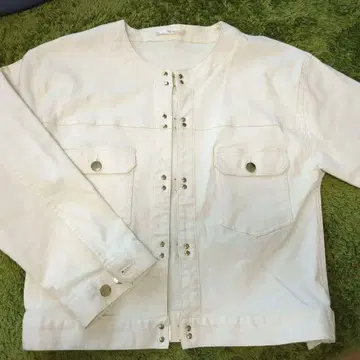 Chez toi GLD 후크 노카라 G 데님 화이트