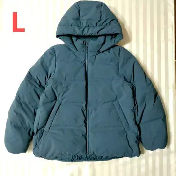 유니클로 하이브리드 다운 자켓 후드티 L 청록색