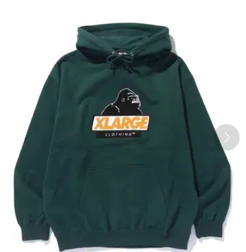 XLARGE 고릴라 자수 다크 그린 후드티 M