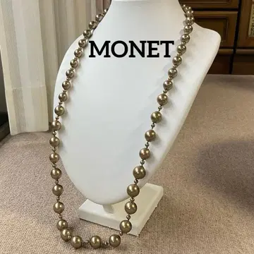 MONET (모네) 모조 진주 롱 목걸이 빅 사이즈 골드