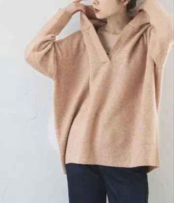noble 뉴앙스 니트 후드티 베이지